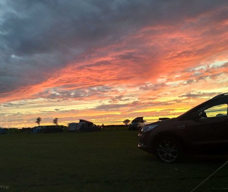 sunset at our campsite at Evergreen Farm